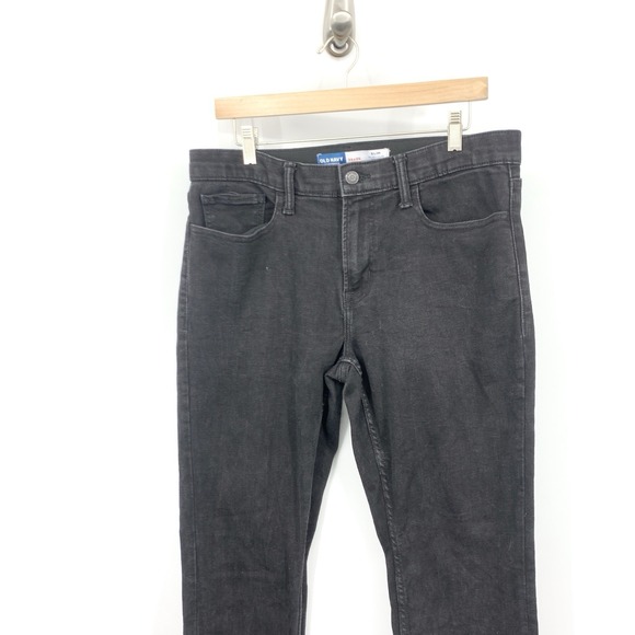 Old Navy Men Size 34 x 30 Jeans Black Denim Pants Slim Straight 360 Stretch - Picture 2 of 6